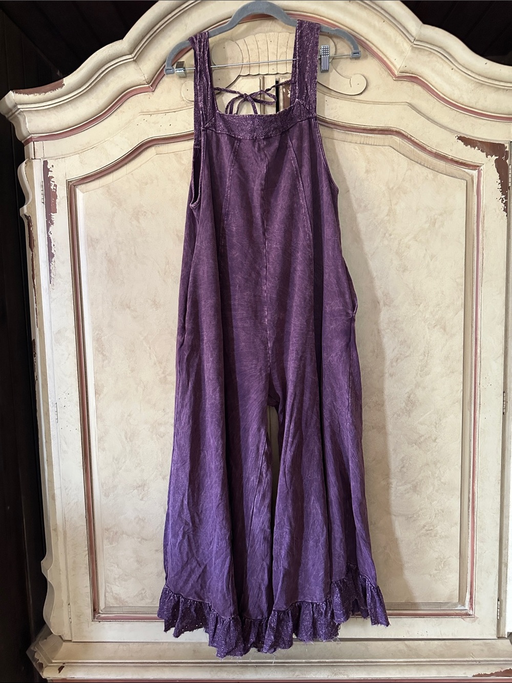 j.Her Mineral Wash Ruffle Bottom Jumpsuit size Medium